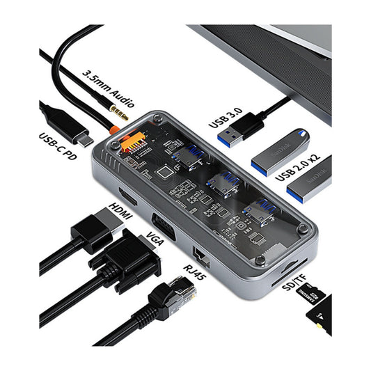 Type-C USB Hub Adapter 10 in 1