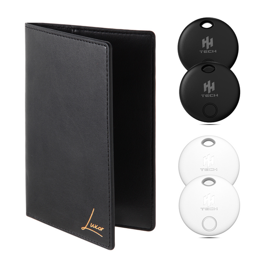 Smart Tag (Pack-4) Combo For Apple iOS: Including Free Luxor Passport Holder, Key Finder, Item Finder, Replaceable Battery, Easily Track Your Bag, Suitcase, and More Worldwide